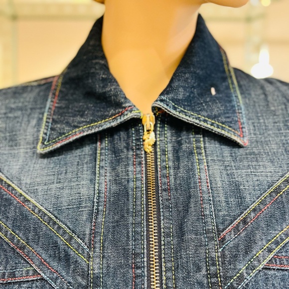 CAPPOPERA ATELIER Made in Italy Denim Cropped Jacket Zip closure Pockets front - Picture 5 of 14